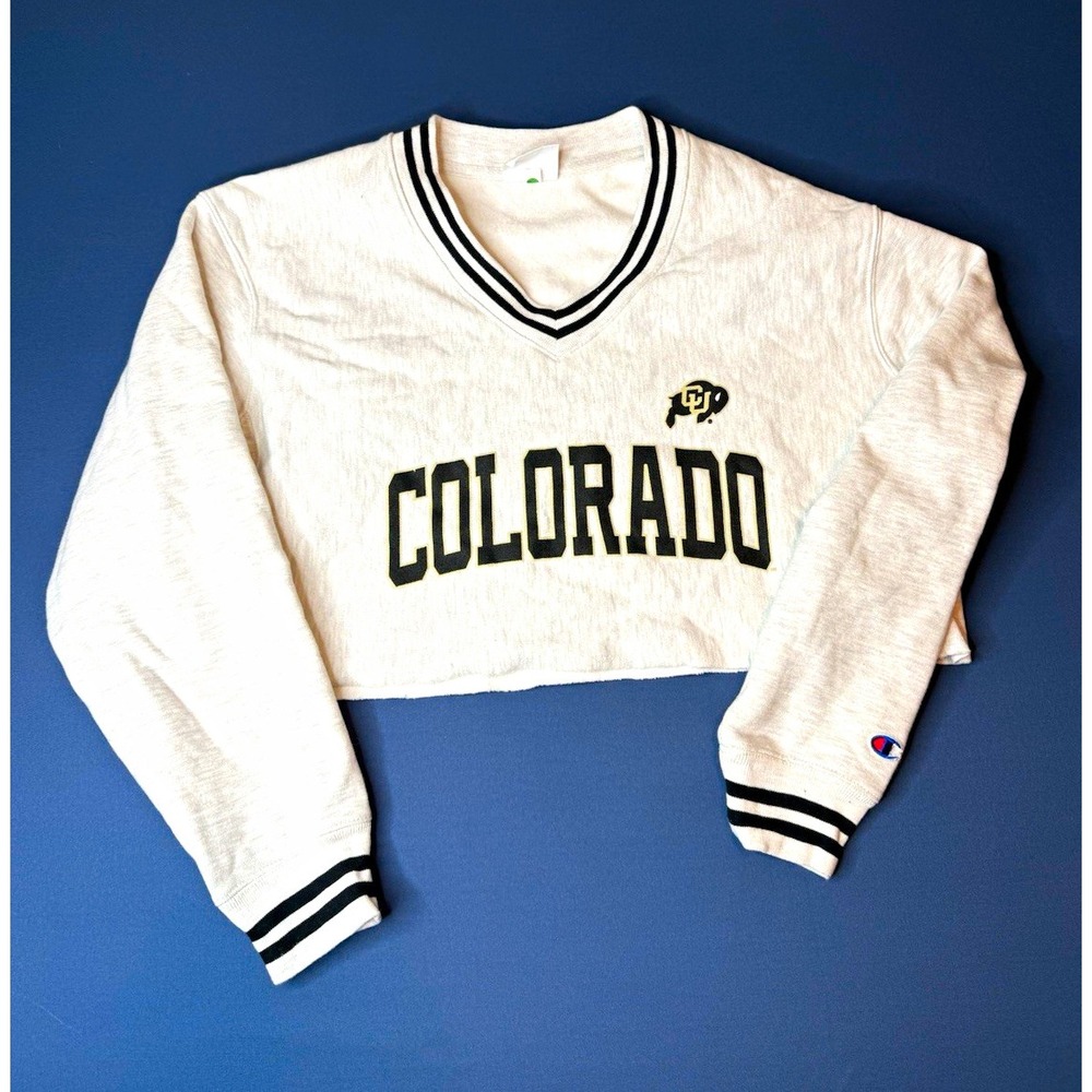 Champion Reverse Weave Colorado Buffaloes Cropped Pullover Sweatshirt Gray M
